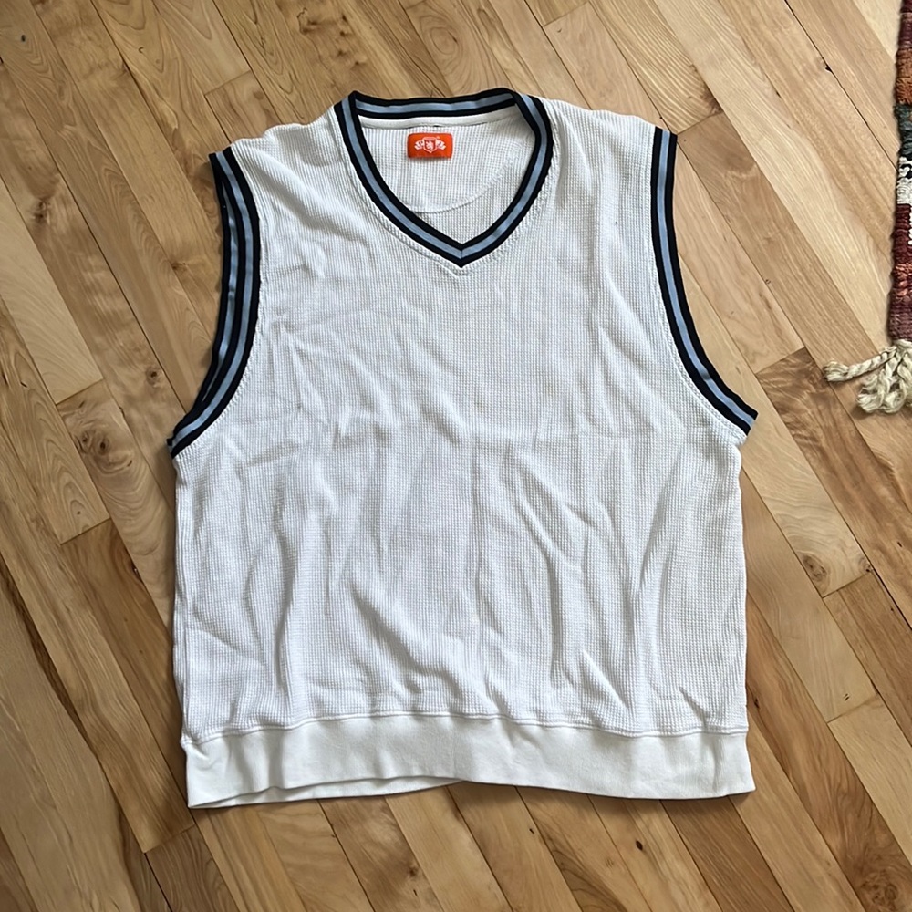 waffle knit sweater vest